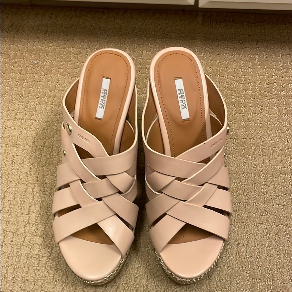 Geox Wedge Sandals with Crisscross Straps and Chunky Heel size 8.5
Used once